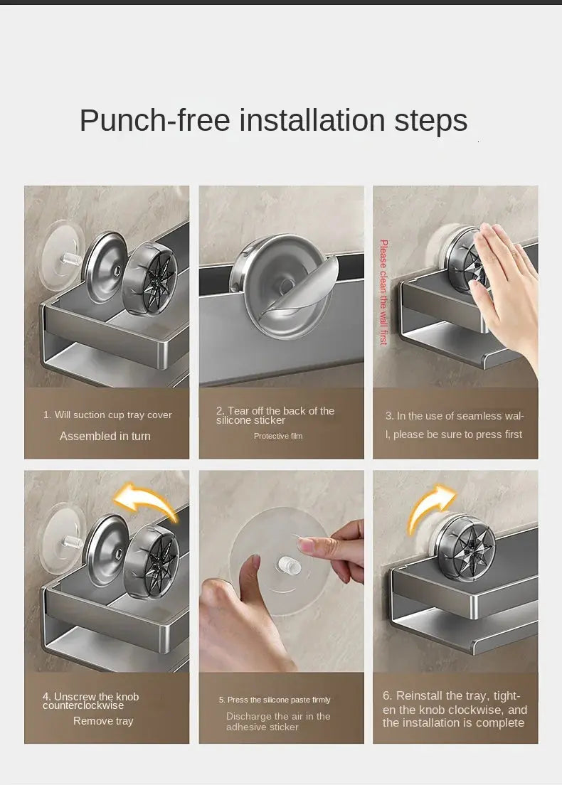 Kitchen suction cup storage rack, wall-mounted seasoning bottle box, multifunctional storage rack for spices, no drilling requir colegio culinario de morelia