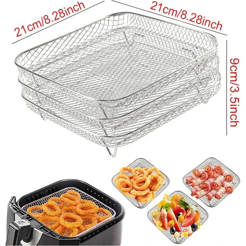 Multi-layer Detachable Grill Rack Thickened Air Fryer Baking Rack Metal Square/Round/Rectangle Oven Grill Racks  Kitchen Tools colegio culinario de morelia