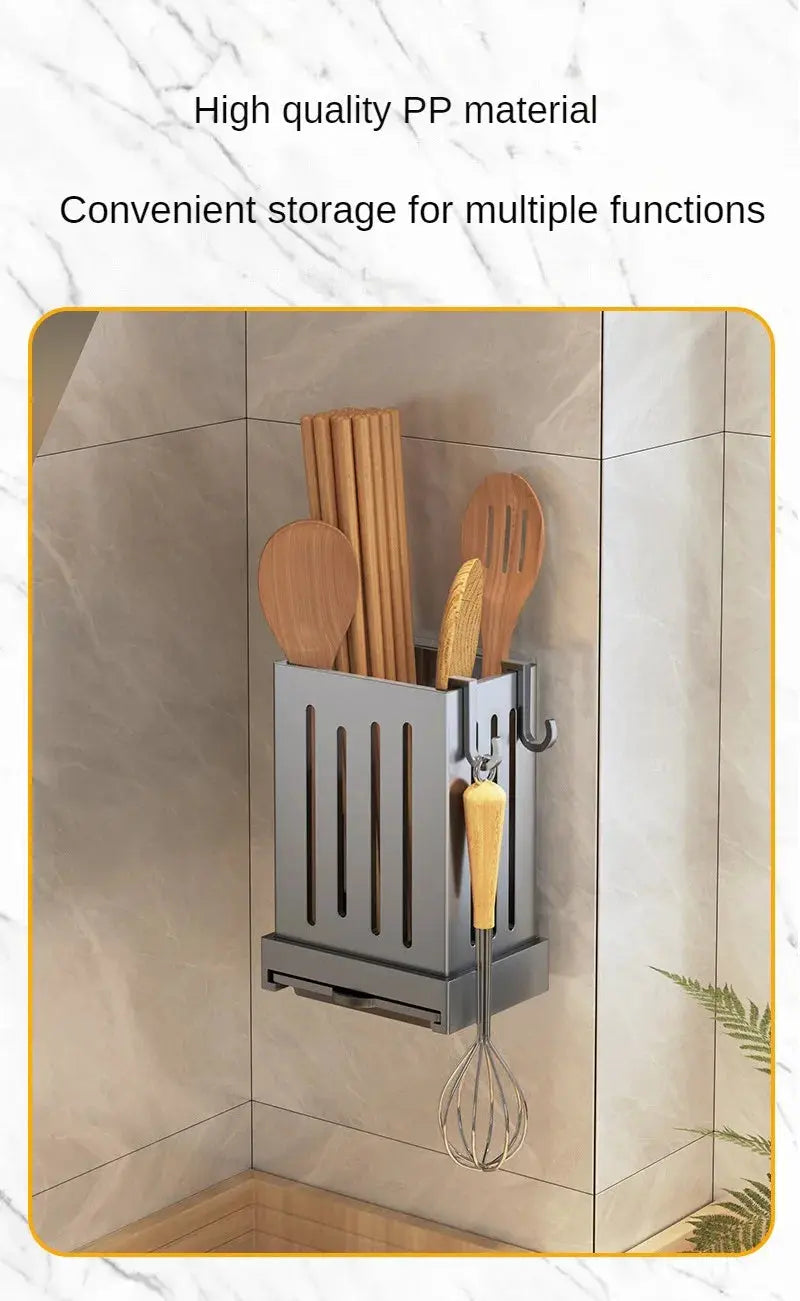 1pcs Kitchen Utensil Rack-Multifunctional Draining Chopstick Holder,Wall-Mounted or Freestanding Cutlery Storage Box, Plastic colegio culinario de morelia