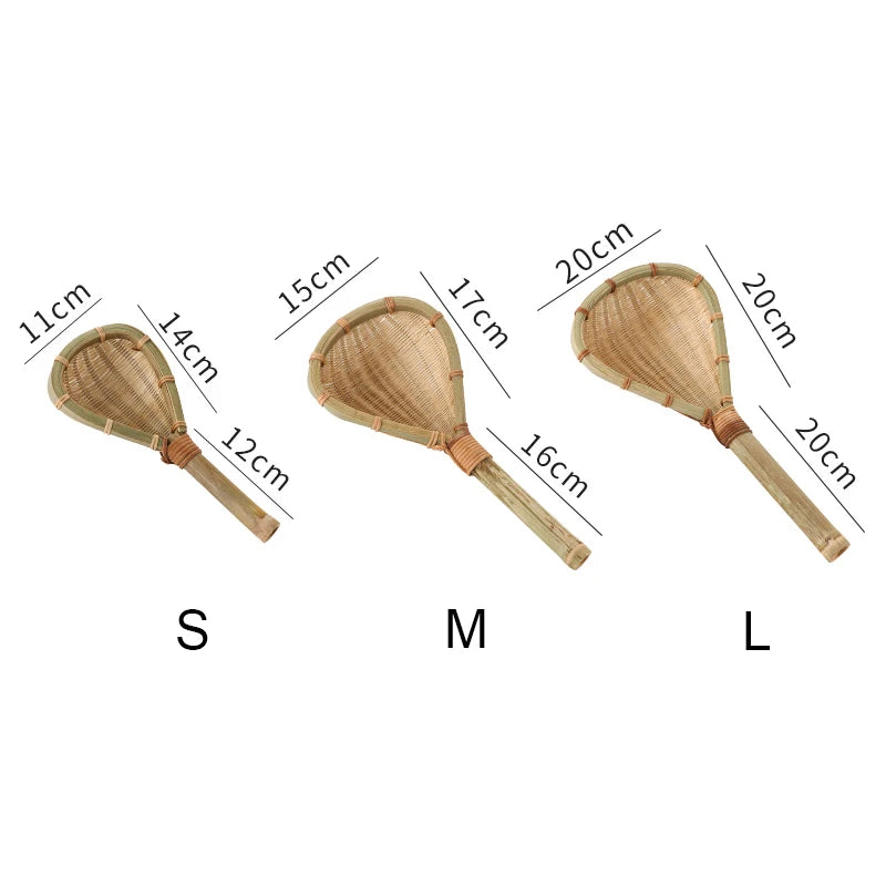 Bamboo weaving colander kitchen bamboo dustpan draining bamboo basket rice sieve scoop fruit basket kitchen storage organizer Chef's Market