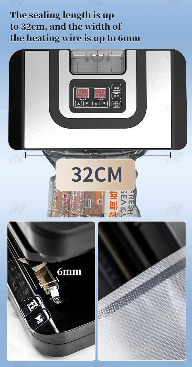 ITOP Vacuum Sealer -90Kpa 32cm Length Sealing Commercial Sealer Machine Dry Wet Food Packaging Machine colegio culinario de morelia