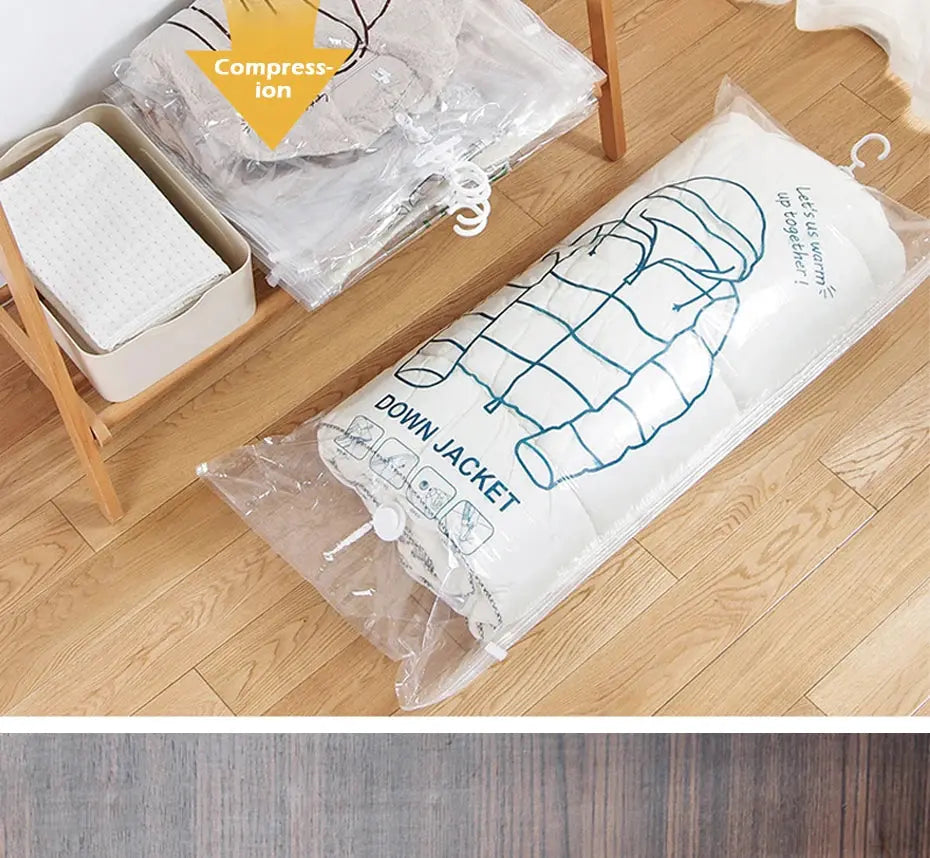 Hanging Vacuum Storage Bags Space Saver Bags Vacuum Seal Storage Bag for Suits Dress Coats Jackets Closet Organizer and Storage colegio culinario de morelia