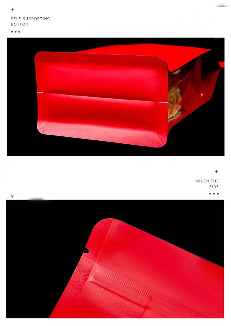 50pcs Thick Stand Up Tear Notch Aluminum Foil Window Side Reusable Ziplock Packaging Pouches Food Powder Snack Nuts colegio culinario de morelia