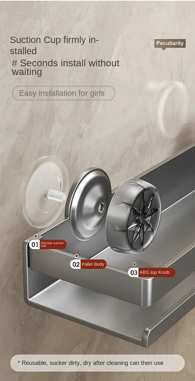 Kitchen suction cup storage rack, wall-mounted seasoning bottle box, multifunctional storage rack for spices, no drilling requir colegio culinario de morelia