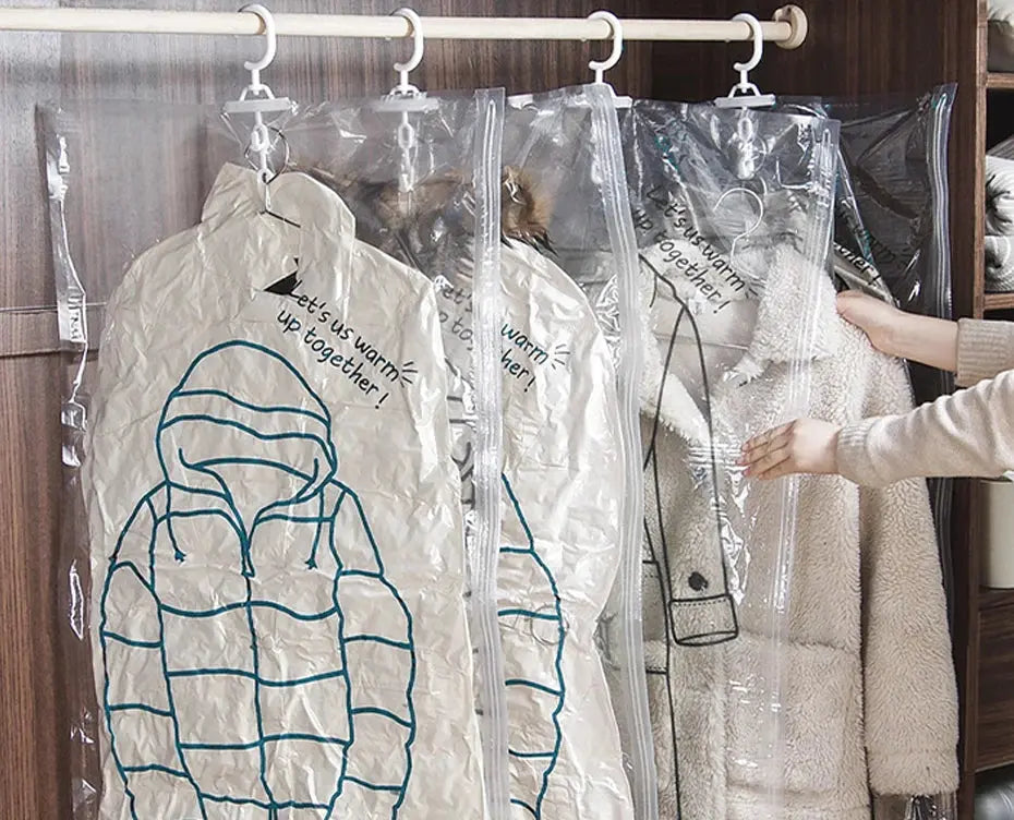 Hanging Vacuum Storage Bags Space Saver Bags Vacuum Seal Storage Bag for Suits Dress Coats Jackets Closet Organizer and Storage colegio culinario de morelia