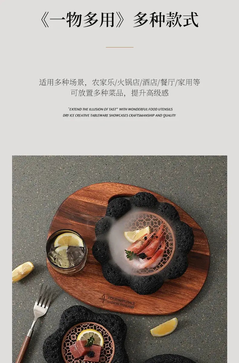 Japanese Tableware Rock Sushi Plate Coal Ball Volcanic Stone Swing Plate Steak Plate Hotel Creative Dining Plate Sushi Dish colegio culinario de morelia