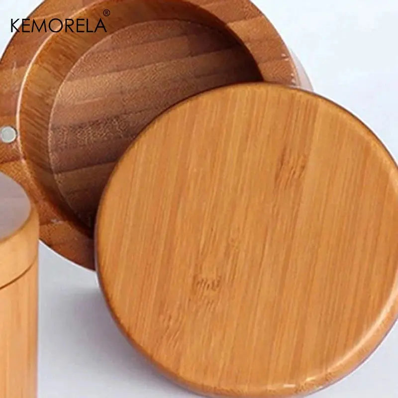 1PC Bamboo Wooden Salt Box with Magnetic Swivel Lid - Kitchen Storage Container for Spices Herbs And Condiments colegio culinario de morelia