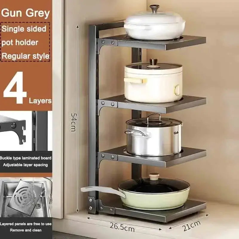 Kitchen Under Sink Pot Holder Multilayer Frying Pan Rice Cooker Seasoning Storage Rack Adjustable Stainless Steel Organizer colegio culinario de morelia