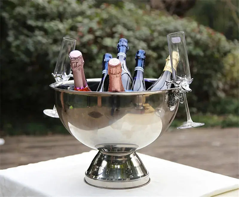 3L Bottle Cooler 304 Stainless Steel Deer Head Ear Can Cooler Champagne Bowl Bucket Keg Double Wall Beer Ice Bucket Bar Supplies colegio culinario de morelia
