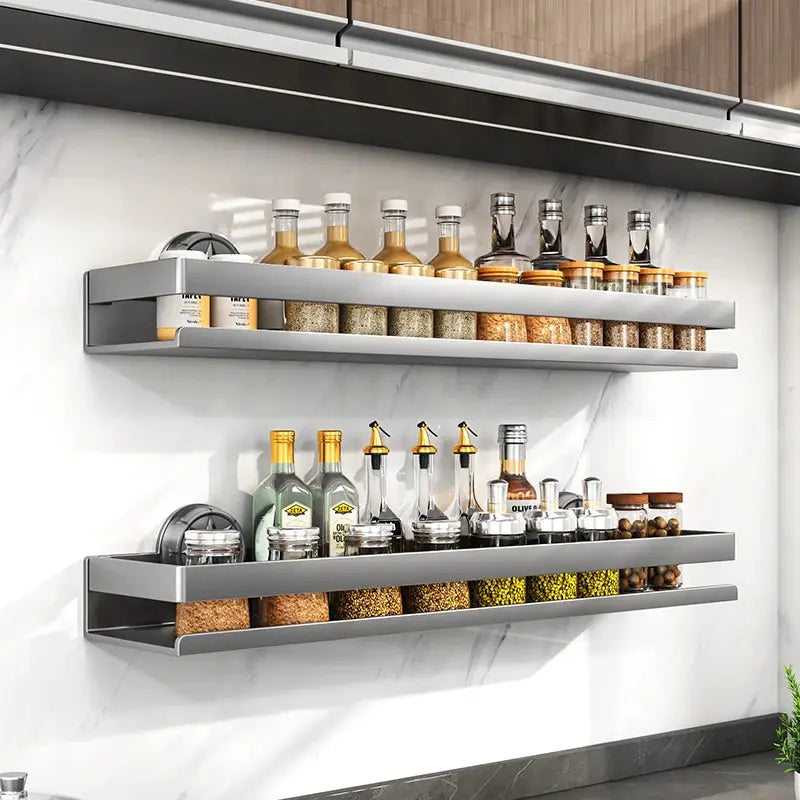 Kitchen suction cup storage rack, wall-mounted seasoning bottle box, multifunctional storage rack for spices, no drilling requir colegio culinario de morelia