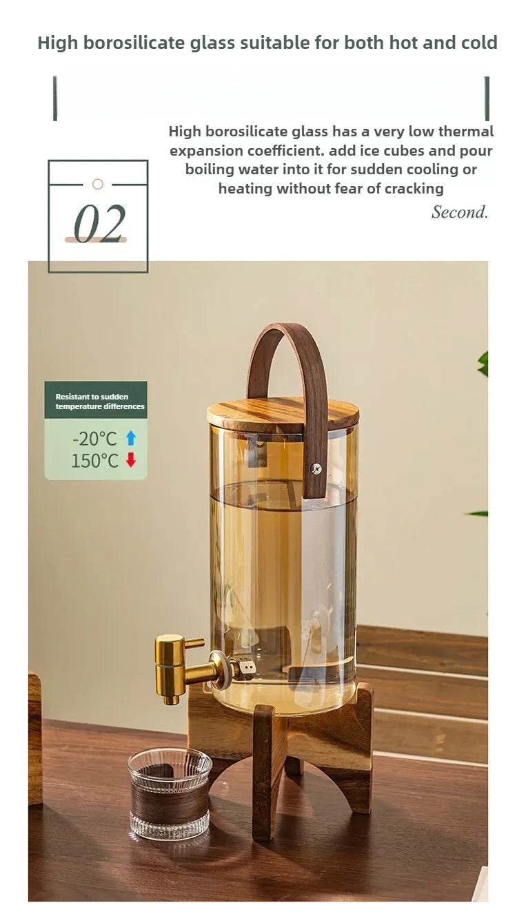 Glass Cold Kettle High-Temperature Resistant Commercial Juice Tank for Home Use Summer Beverage Storage for Kitchen & Bar Chef's Market