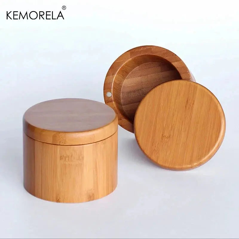 1PC Bamboo Wooden Salt Box with Magnetic Swivel Lid - Kitchen Storage Container for Spices Herbs And Condiments colegio culinario de morelia