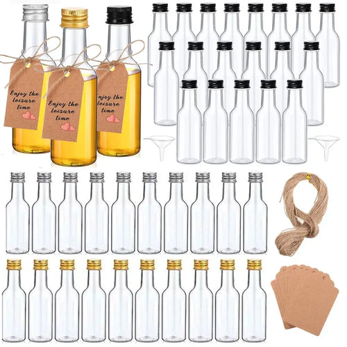 10/30/50/100pcs Mini Liquor Bottles Set 1.7oz Plastic Spirit Bottles Black/Silver/ Gold Caps Alcohol Shot Bottles Juice Bottle colegio culinario de morelia