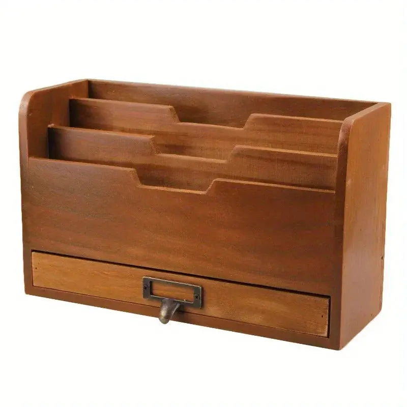 Multipurpose Vintage Wooden Desktop Drawer Storage Box for Groceries Office Supplies File Sorting Box Storage Wooden Box colegio culinario de morelia