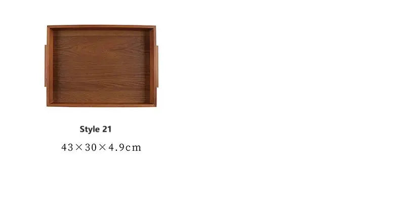 HeMu Natural Walnut Wooden Rectangular Tray Round Beech Handle Tray Kitchen Bread Fruit Shelving Restaurant Hotel Serving Tray colegio culinario de morelia