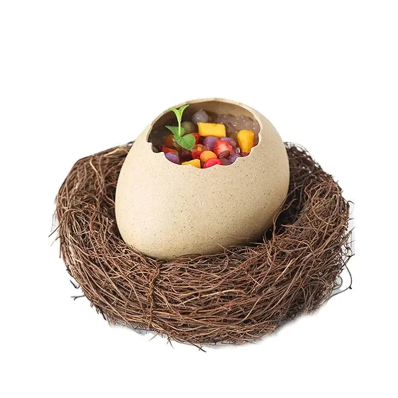 Creative Bird's Nest Decoration Dessert Bowl, Eggshell Bowl, Ceramic Tableware, Baking Pudding Bowl, Egg Steamer, Kitchenware colegio culinario de morelia