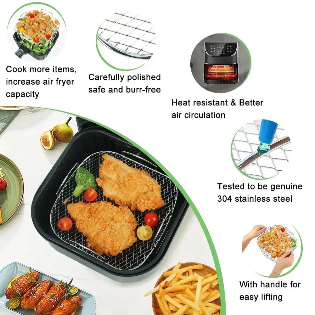 Multi-layer Detachable Grill Rack Thickened Air Fryer Baking Rack Metal Square/Round/Rectangle Oven Grill Racks  Kitchen Tools colegio culinario de morelia