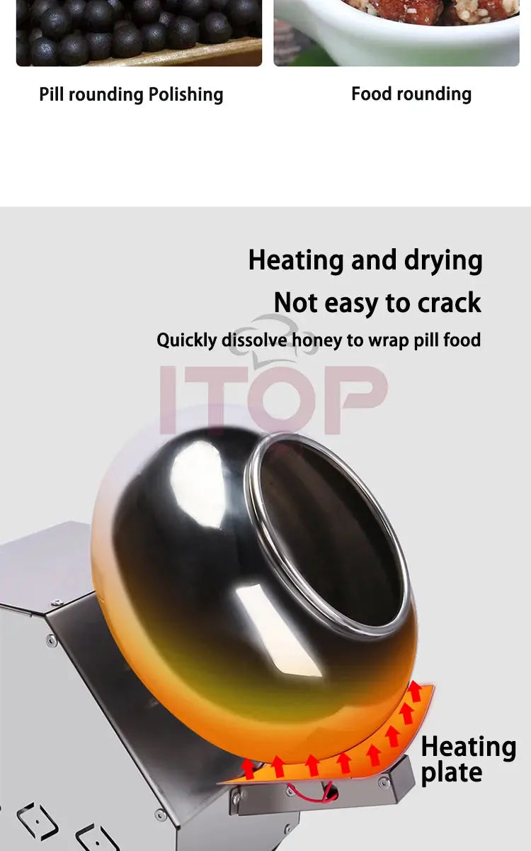 ITOP Chocolate Sugar Coasting Machine 30cm Roller Commercial Small Candy Coater Machine Chocolate Bean Coating Dragee Machine colegio culinario de morelia