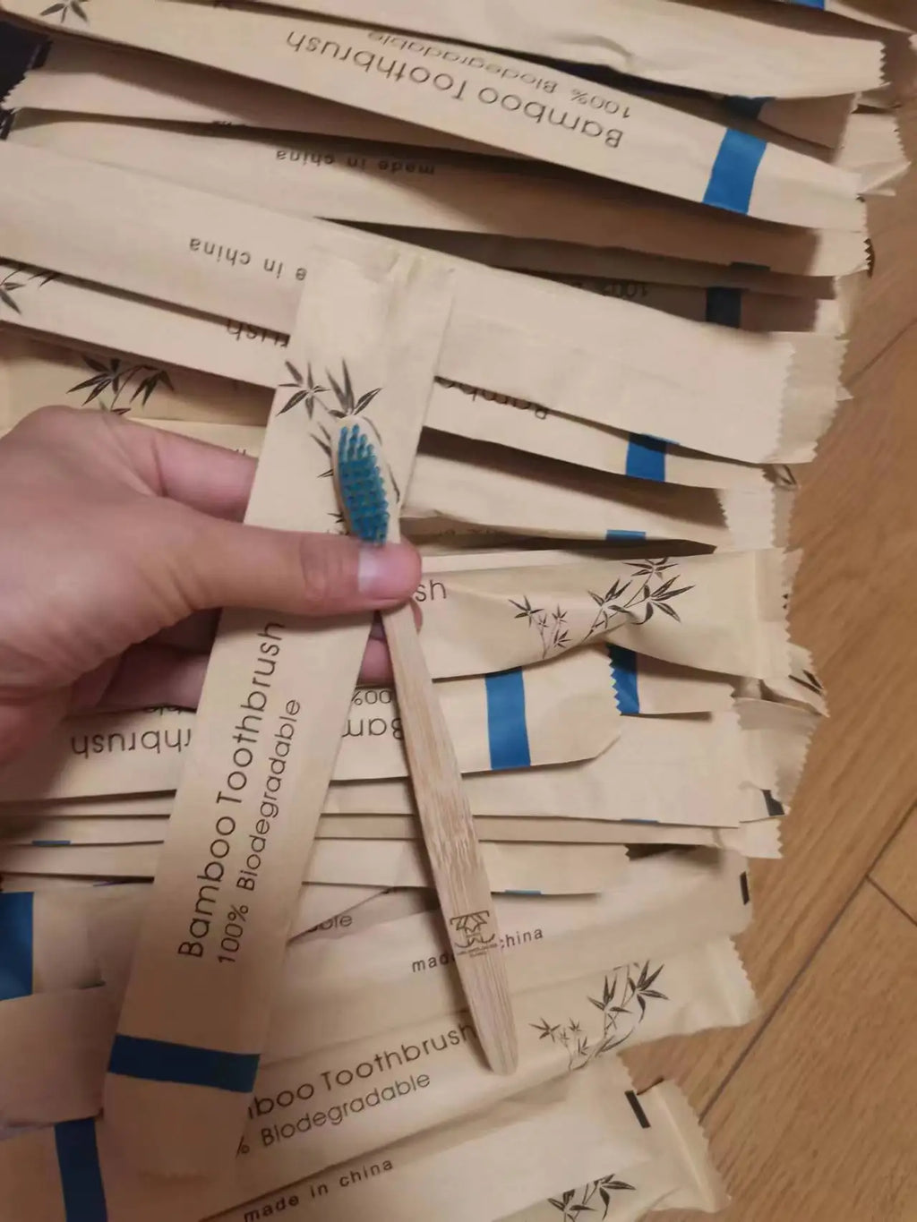 100 Pcs Biodegradable Eco-Friendly Natural Bamboo Charcoal Toothbrushes Soft Bristle Travel Wooden Manual Toothbrush Laser LOGO Chef's Market