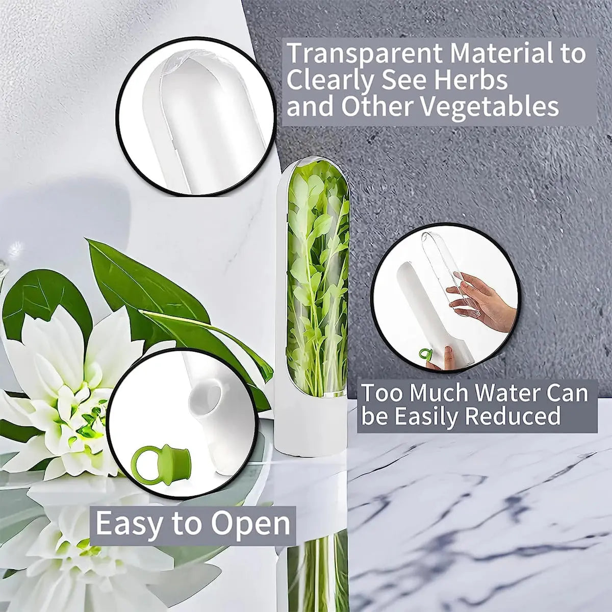 Herb Saver Storage Container Fresh Herb Keeper Vanilla Vegetables Fresh Preservation Bottle for Refrigerator Kitchen Gadgets colegio culinario de morelia