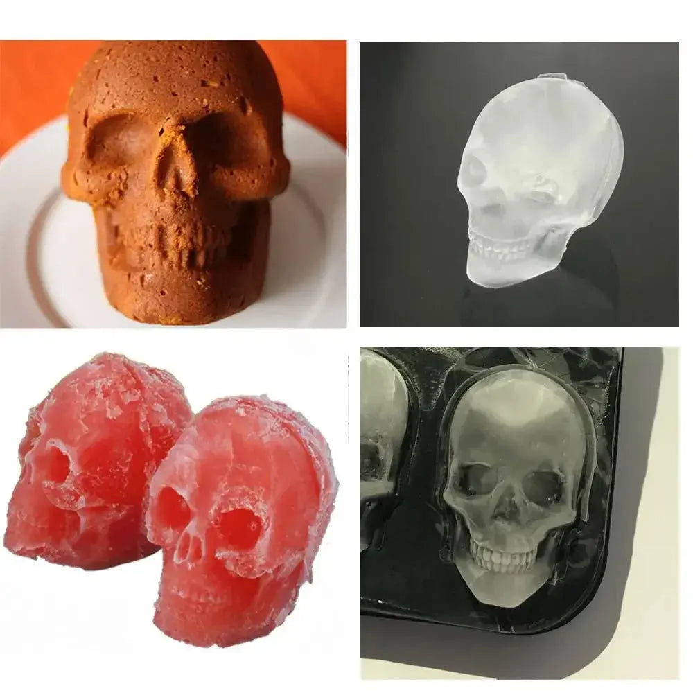 3D Skull Silicone Ice Mould Mold Ice Cube Home Ball Mold Whiskey Cocktail Wine Maker Cream Kitchen Tools Gadgets Dining Bar colegio culinario de morelia