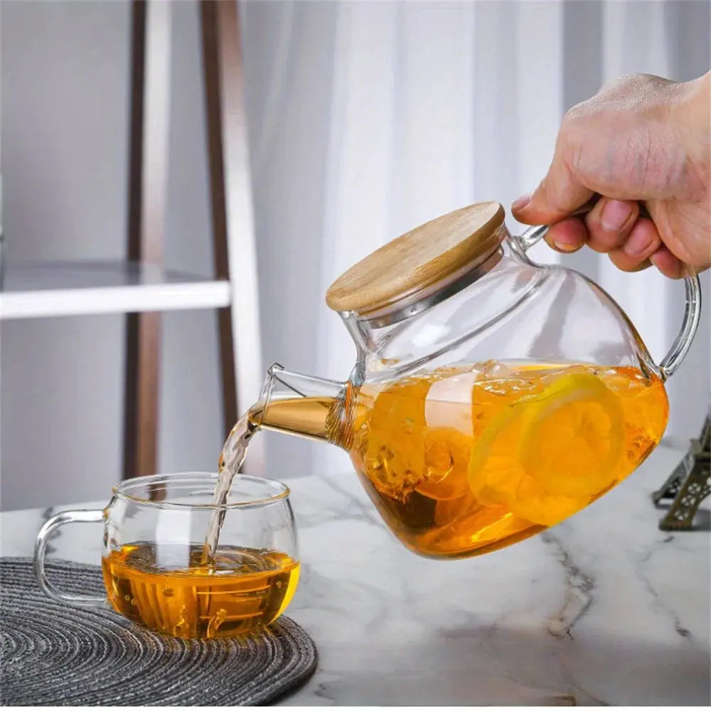 1L/1.8L Large Capacity Glass Teapot High Temperature Resistant Kettle for Steamed Juice Fruit & Iced Tea Home Kitchen Access colegio culinario de morelia