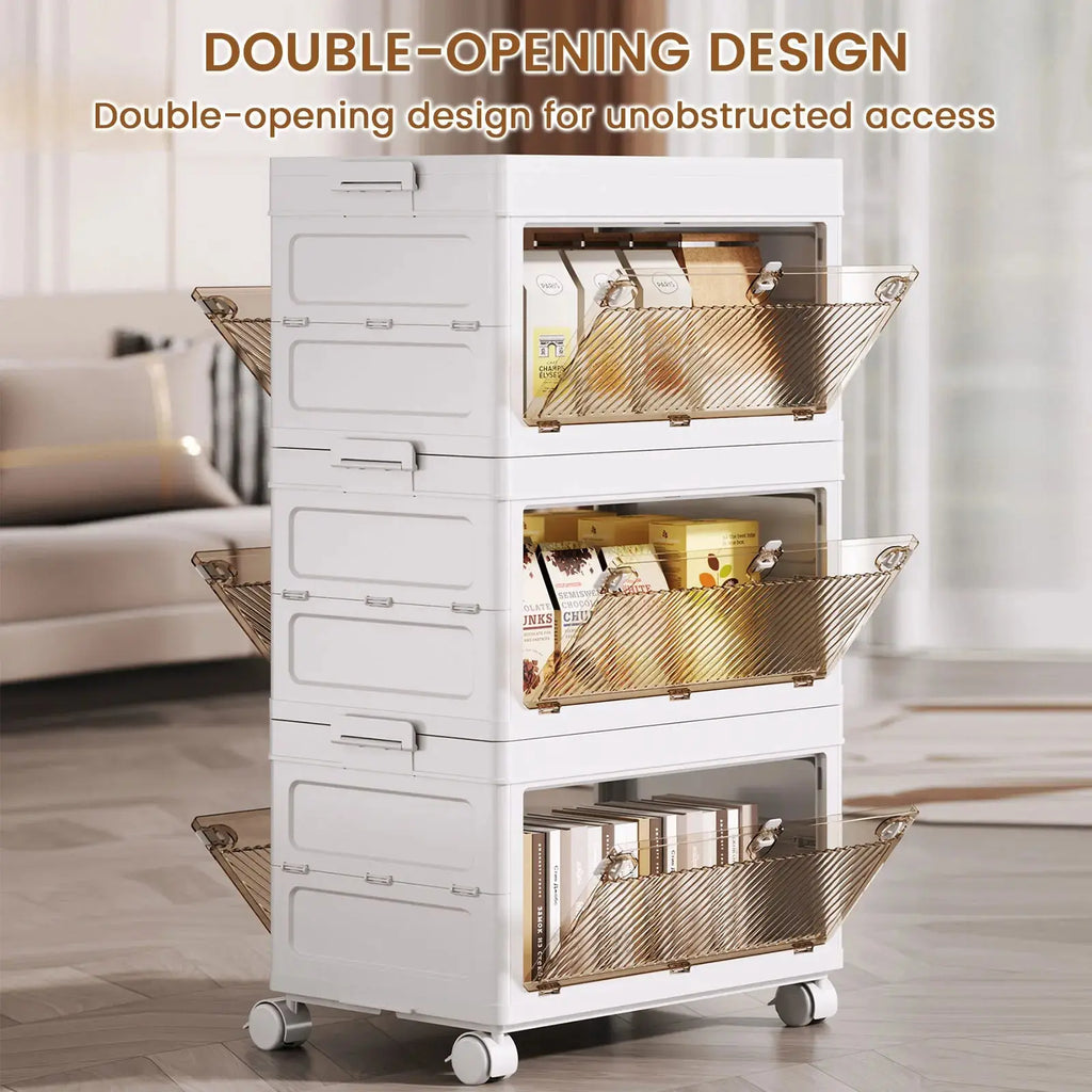 1/2/3/4/5 Layer Folding Storage Cabinet Storages Cabinet Waterproof Dustproof With Swivel Wheel Kitchen Bedroom Living Room colegio culinario de morelia