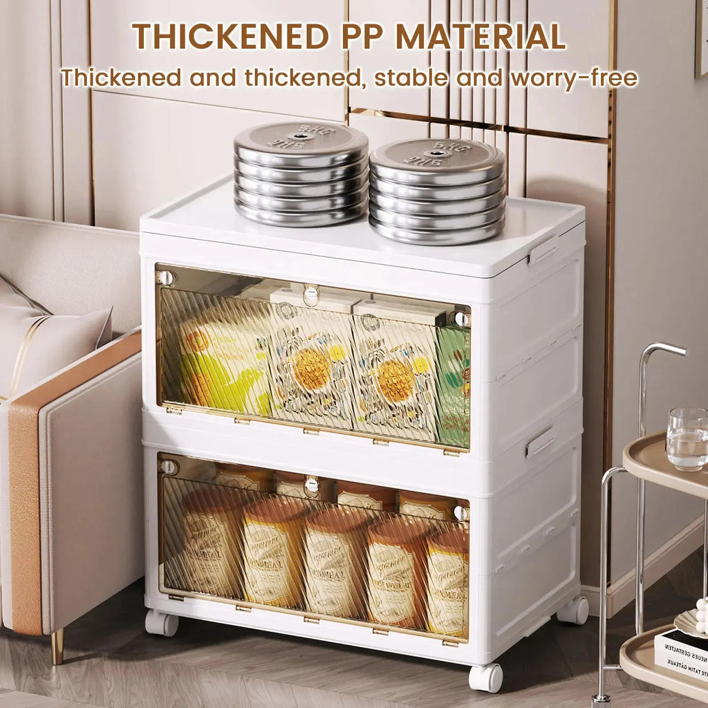 1/2/3/4/5 Layer Folding Storage Cabinet Storages Cabinet Waterproof Dustproof With Swivel Wheel Kitchen Bedroom Living Room colegio culinario de morelia