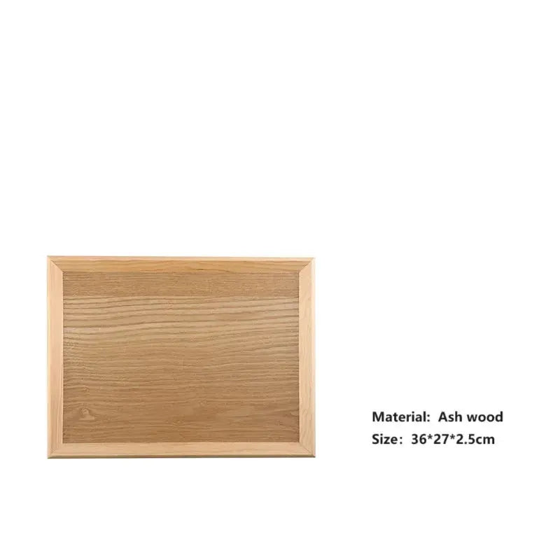 HeMu Natural Walnut Wooden Rectangular Tray Round Beech Handle Tray Kitchen Bread Fruit Shelving Restaurant Hotel Serving Tray colegio culinario de morelia