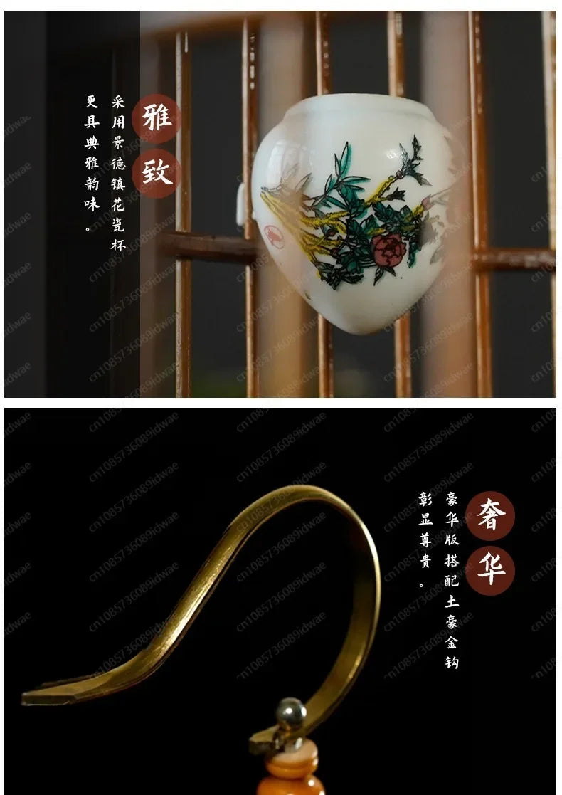 Bamboo cage with painted eyebrows for parrots, large size for household use, complete set of bamboo cages, old bamboo Chef's Market