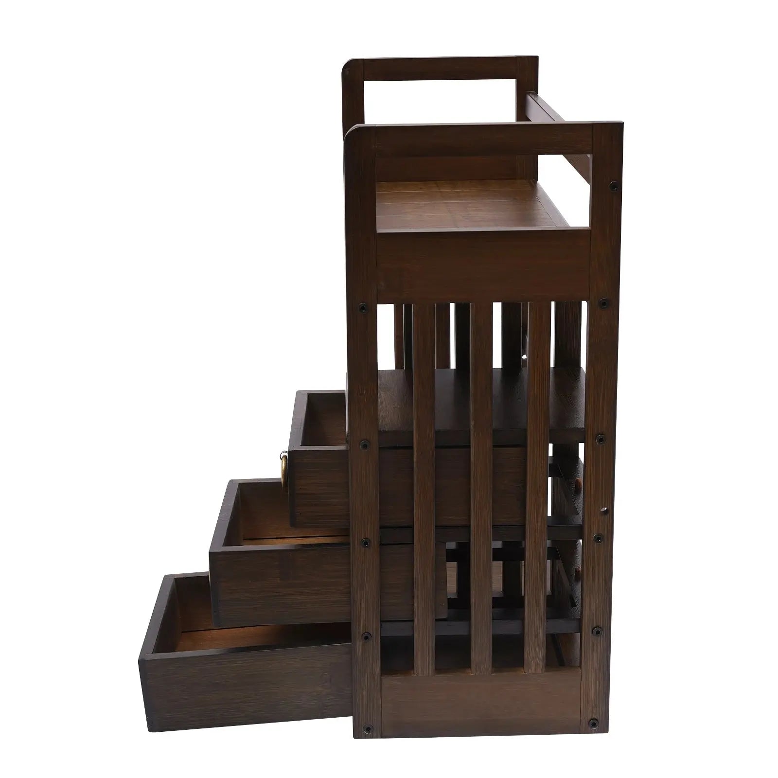 Bamboo Desktop Bookshelf with 3 Drawers, Desktop Storage Cabinet, Office Storage Organizer Student Desktop Multi-Layer Shelf colegio culinario de morelia