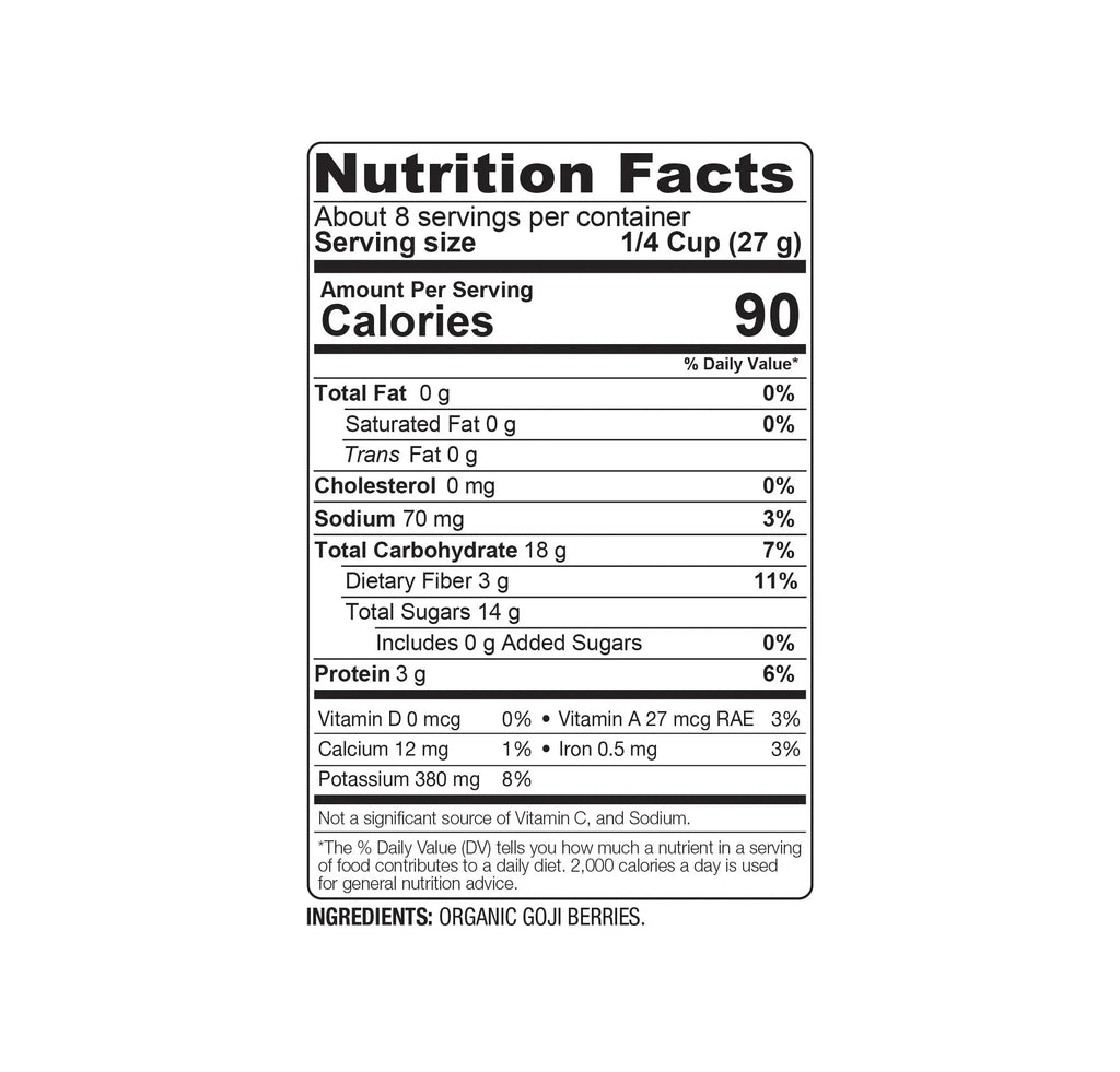 Goji Berries (Organic - Sun Dried) (8Oz) 227G