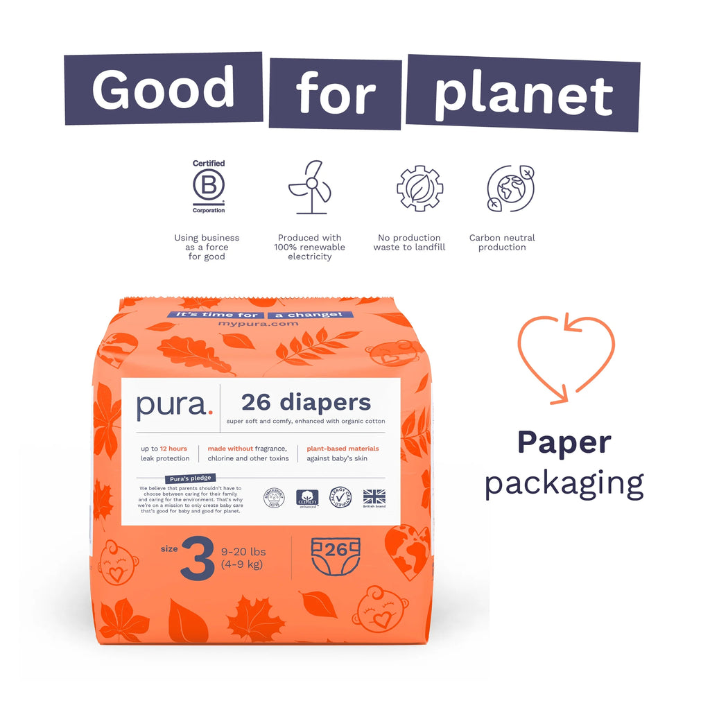 Sensitive Soft Sustainable Baby Diapers Size 3, 26 Count (Choose Your Size and Count)