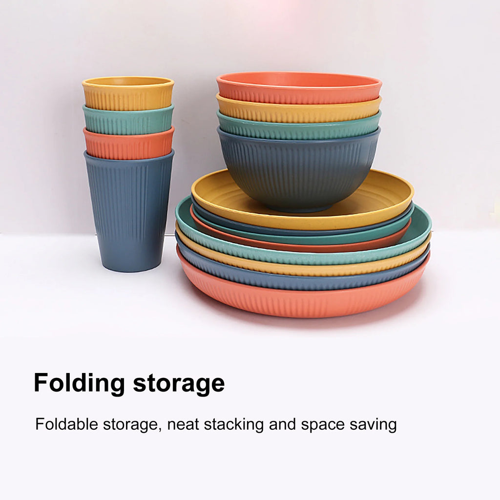 Wheat Straw Dinnerware Set - Durable, Non-Toxic, Sustainable, Eco-Friendly,Stain-Resistant & Dishwasher Safe