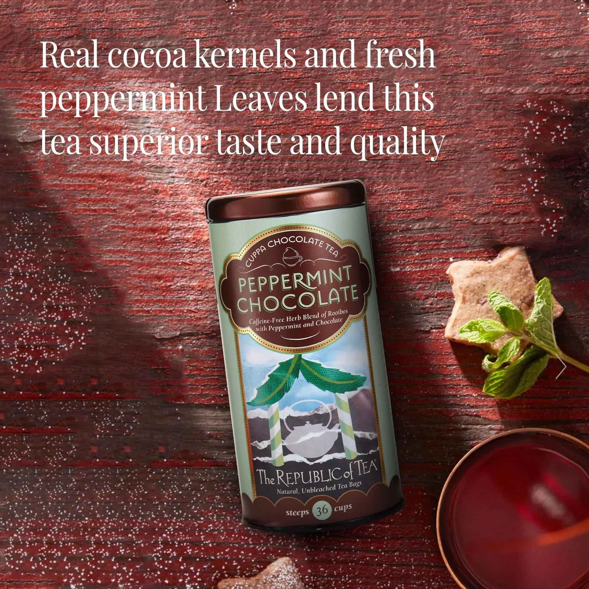 Peppermint Cuppa Chocolate Tea, 36 Tea Bags, Rooibos Tea Dessert Blend