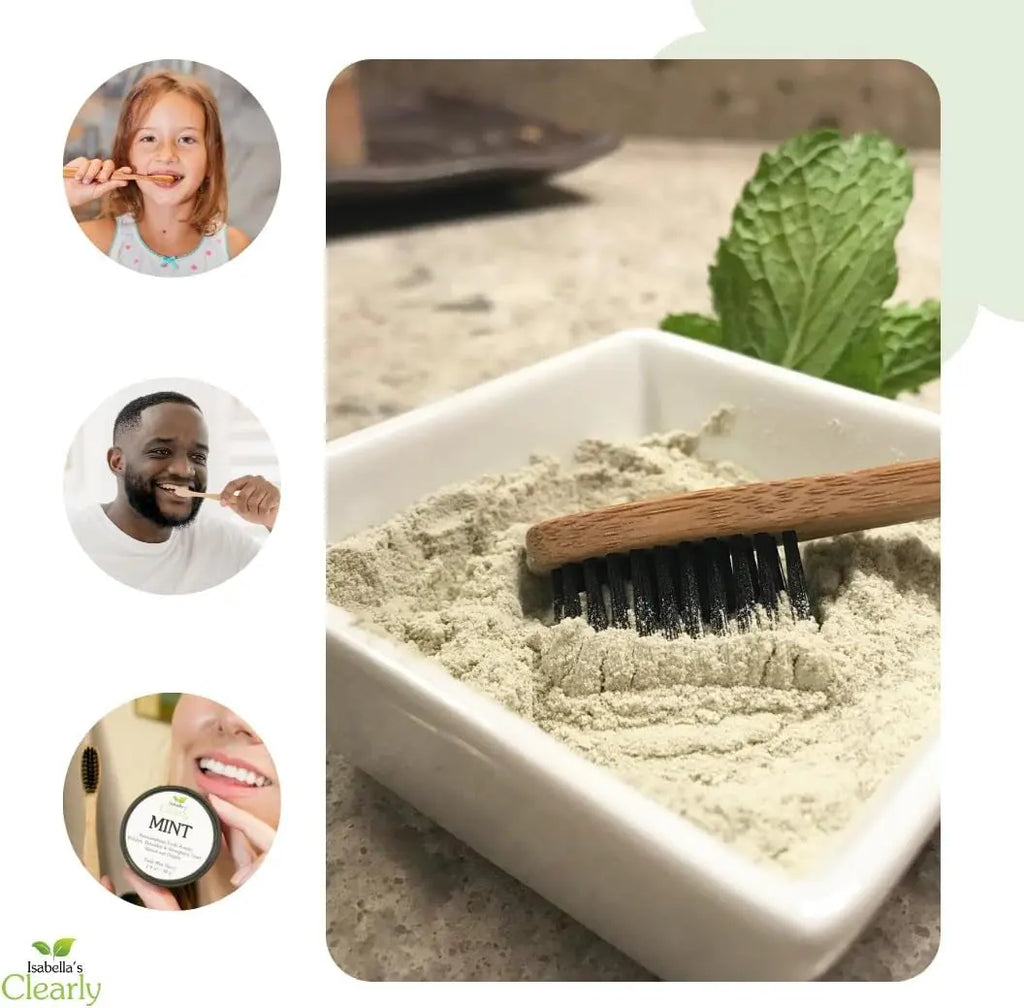 Isabella’S Clearly Mint Remineralizing Tooth Powder | Teeth Whitening Natural Fluoride Free Toothpaste for Adults, Kids, Sensitive Teeth and Gums | Xylitol, Baking Soda, Clay, Calcium (Mint Flavor)
