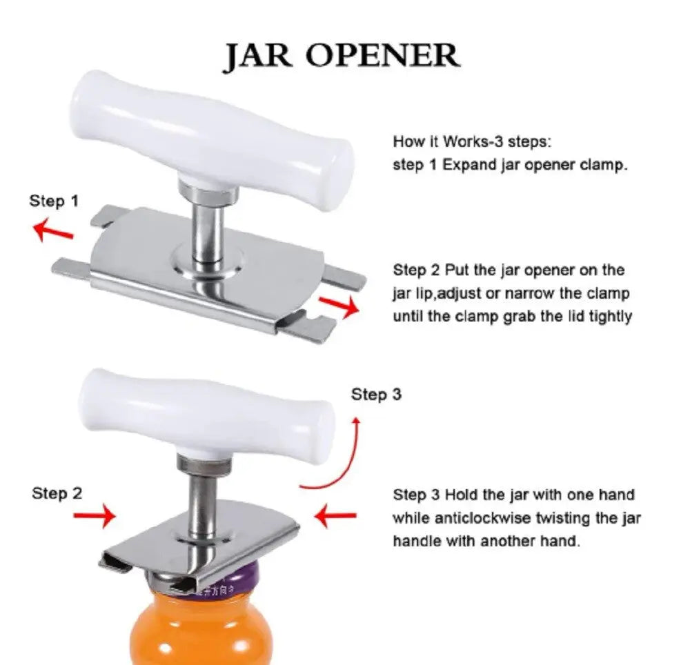 Adjustable Jar Opener Tool – Stainless Steel Lid & Bottle Cap Remover Grip