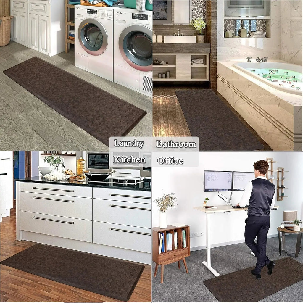 Kitchen Mat Cushioned anti Fatigue Comfort Floor Mat Oversized 20"X60" Waterproof Non Slip Kitchen Rug Runner Laundry Room Rug Floor Carpet Heavy Duty Comfort Standing Mat Pads, Brown