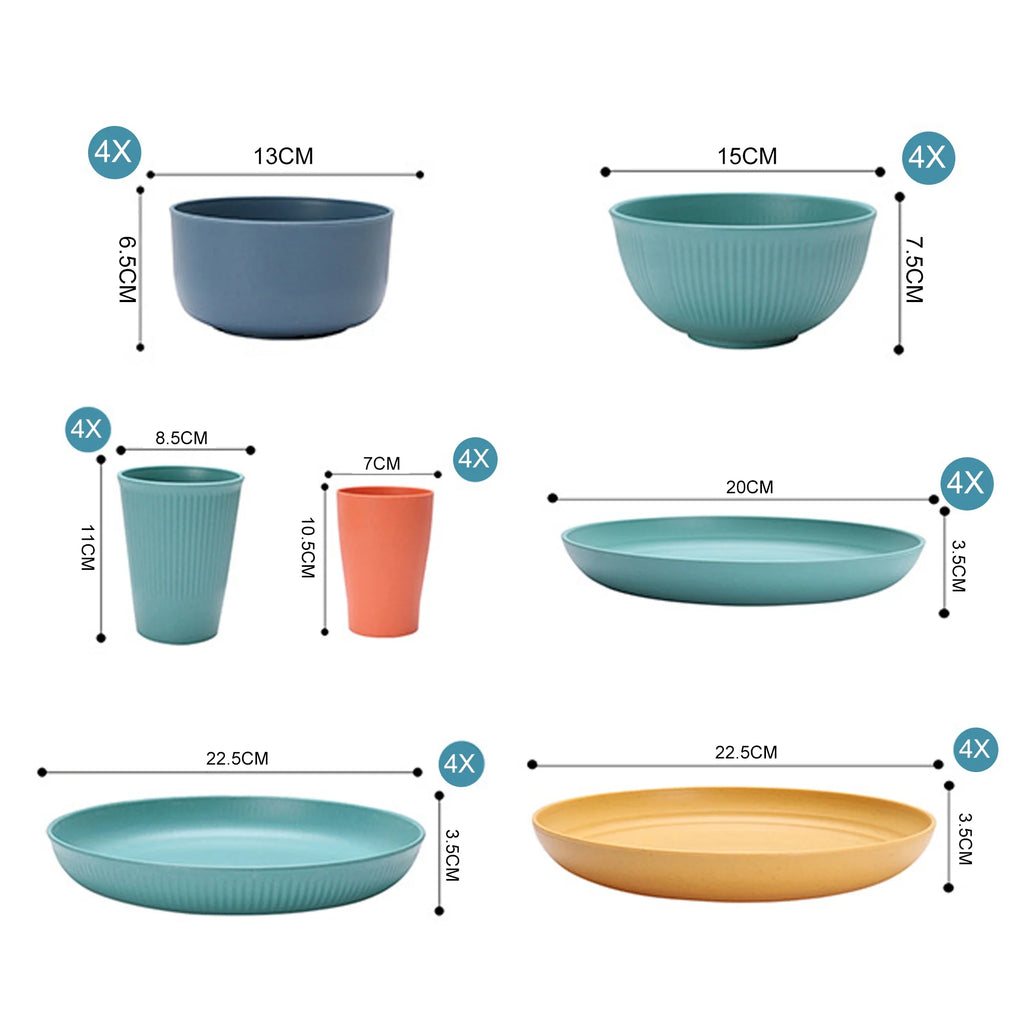 Wheat Straw Dinnerware Set - Durable, Non-Toxic, Sustainable, Eco-Friendly,Stain-Resistant & Dishwasher Safe