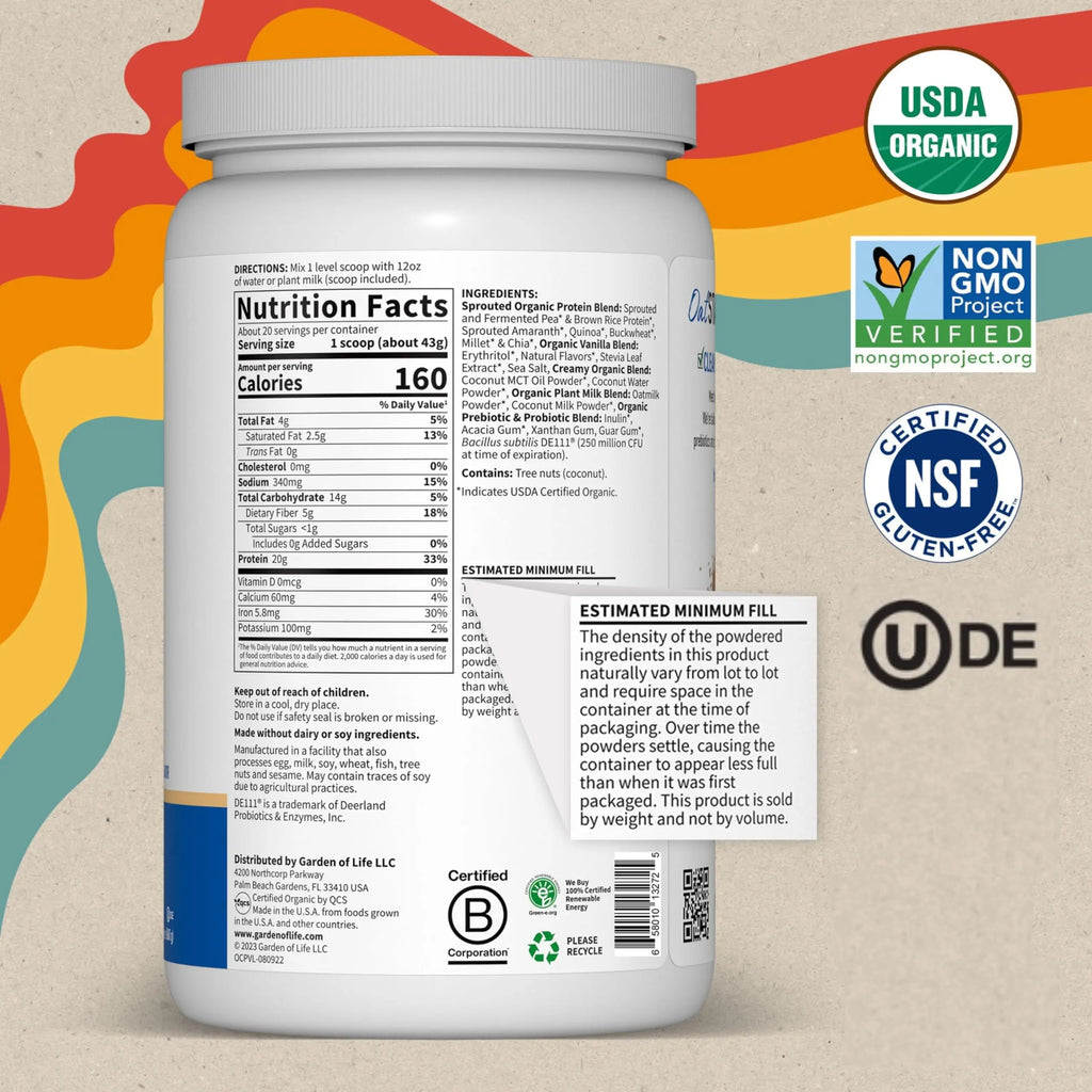 Organic Creamy Protein with Oat Milk, Vanilla Cookie, 20 Servings