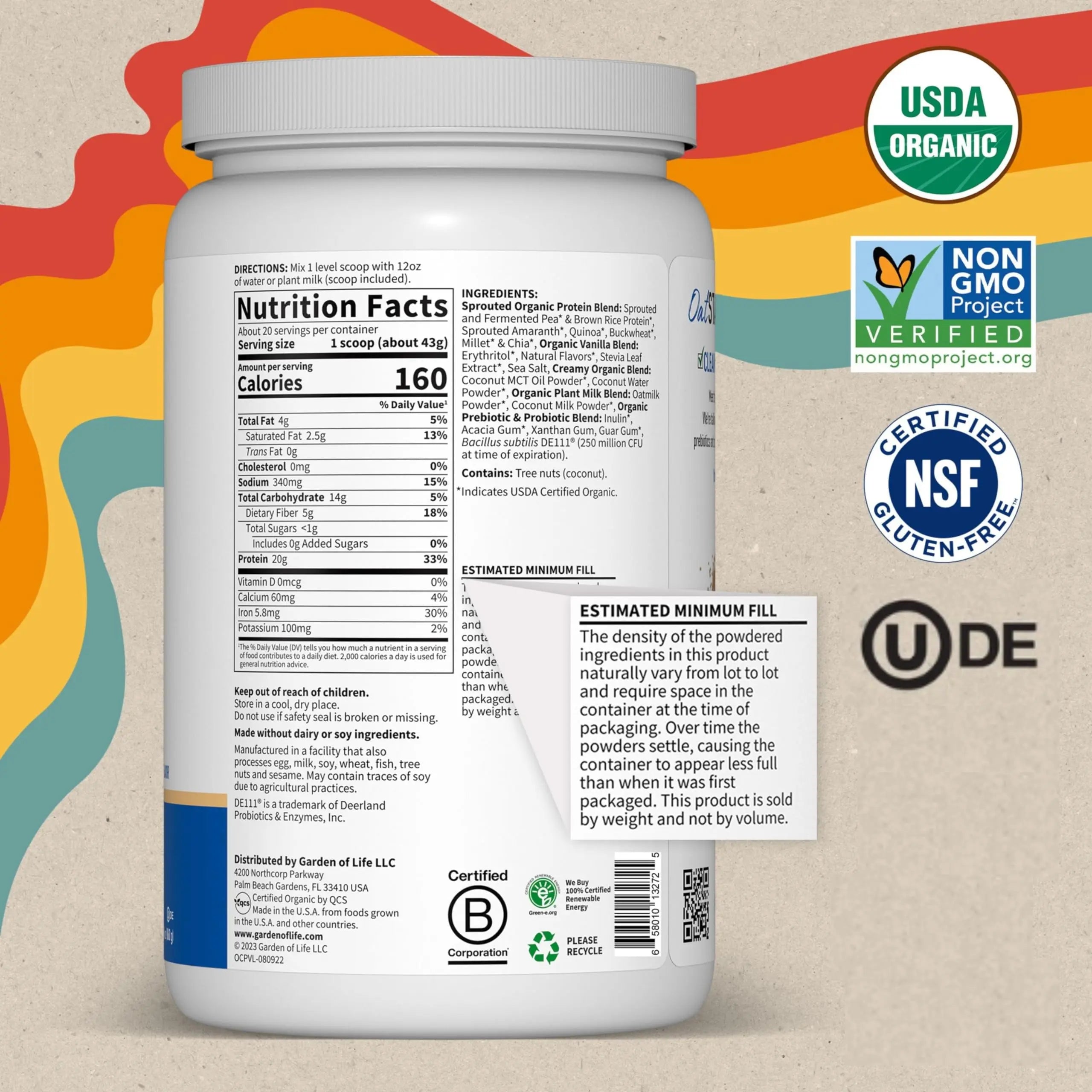 Organic Creamy Protein with Oat Milk, Vanilla Cookie, 20 Servings