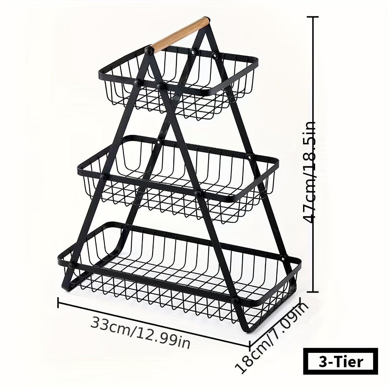 2-Tier/3-Tier Heavy-Duty Iron Fruit Basket with Detachable Layers - Modern Multi-Tier Countertop Storage Organizer Suitable for Kitchen Pantry, Dining Table, Fruits, Vegetables, Bread & Snacks - Space-Saving Rectangular Baske Chef's Market