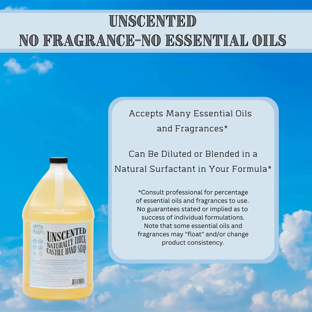 Unscented Organic Castile Liquid Hand Soap 1 Gallon Refill