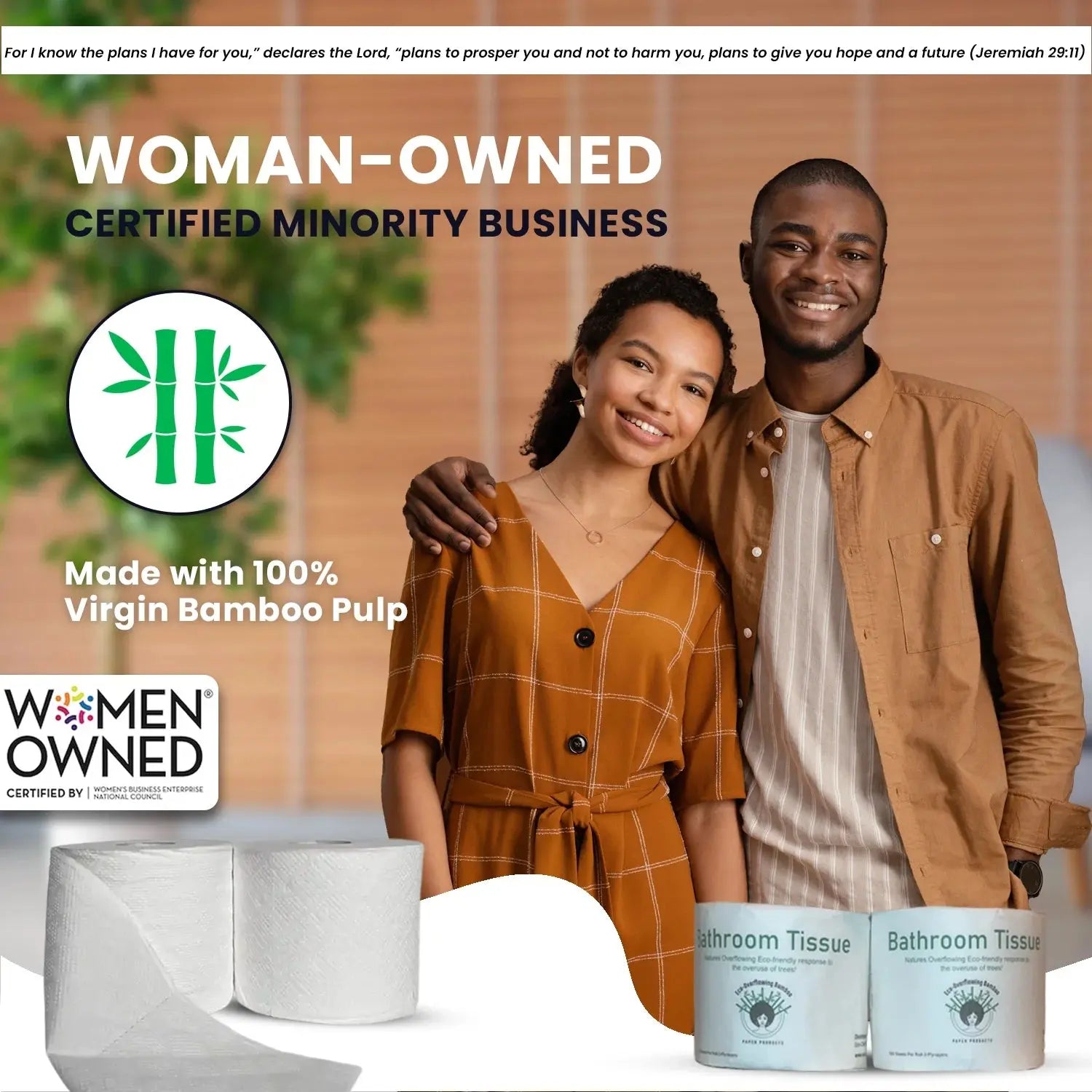 Eco-Overflowing Bamboo PP Natural Diamond Print Toilet Tissue -24 Count 3Ply Mega Roll-Tp