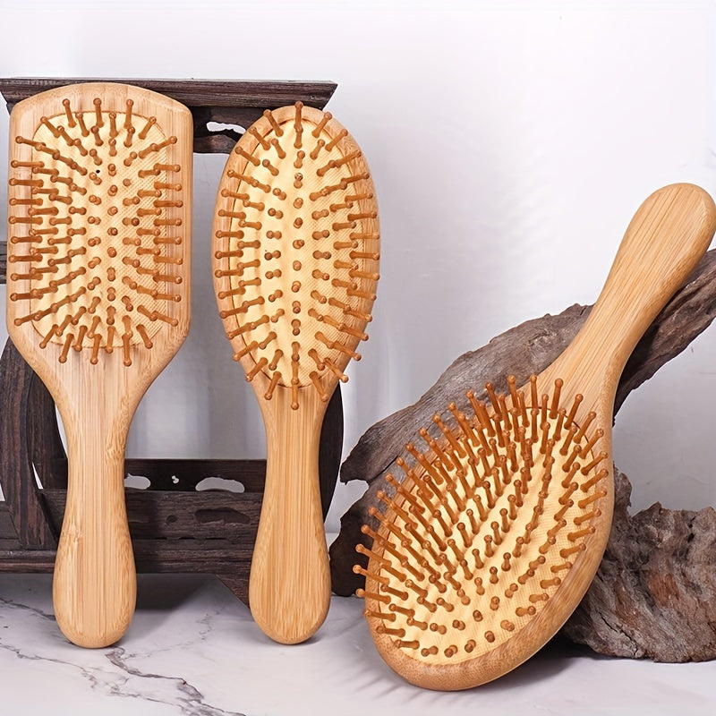 1pc Healthy Hair Brush - Professional Wooden Comb For Massage And Scalp Care - Bamboo Hair Brush Chef's Market