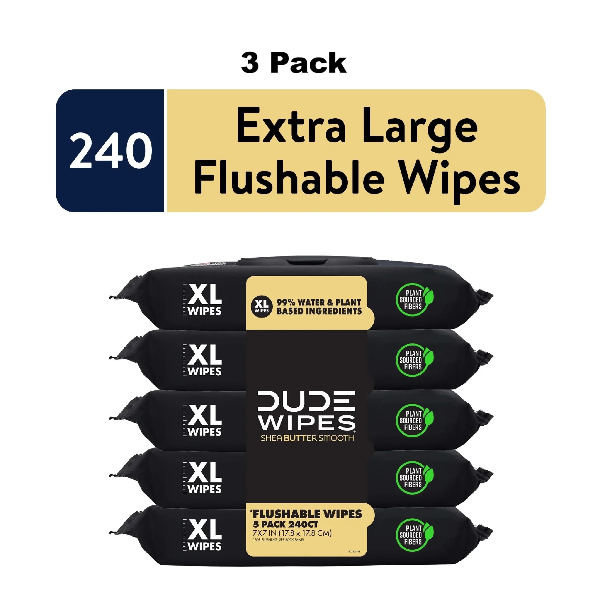 DUDE Flushable Wipes, Extra Large Shea Butter, 240 Count(3)