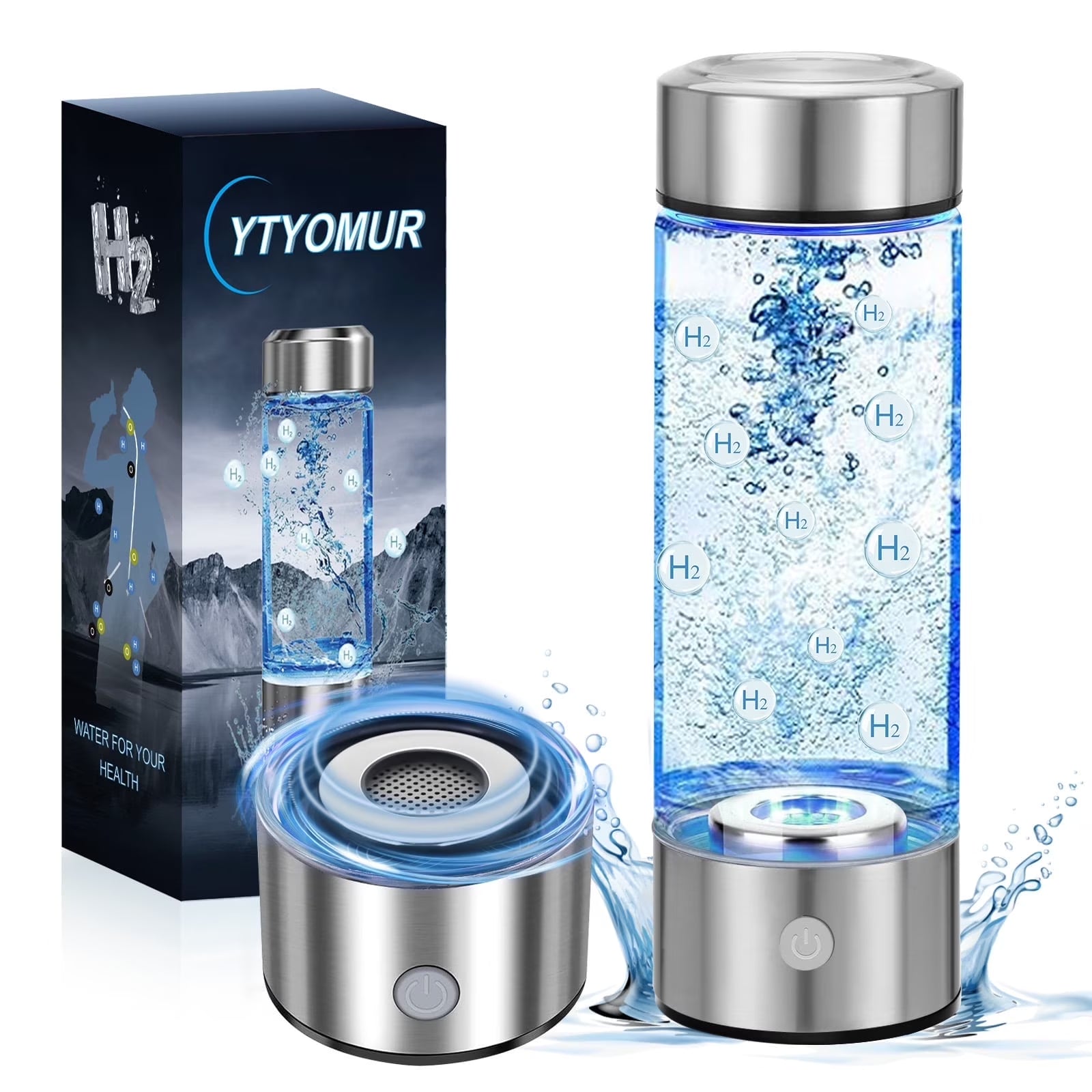 Hydrogen Water Bottle - Portable Hydrogen-Rich Water Generator with SPE/PEM Technology, Rechargeable, Suitable for Purified & Distilled Water