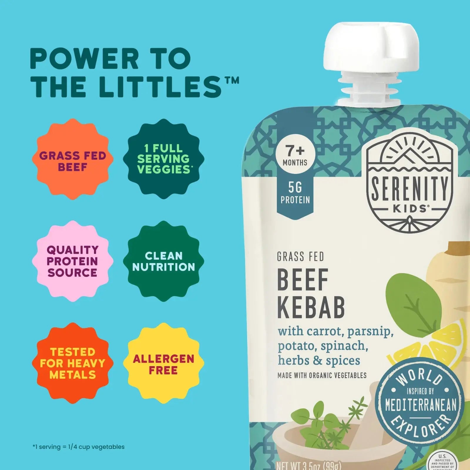 Grass Fed Beef Kabab with Carrot, Parsnip, Potato, Spinach, Herbs & Spices, 7+ Months, 3.5 Oz (99 G)