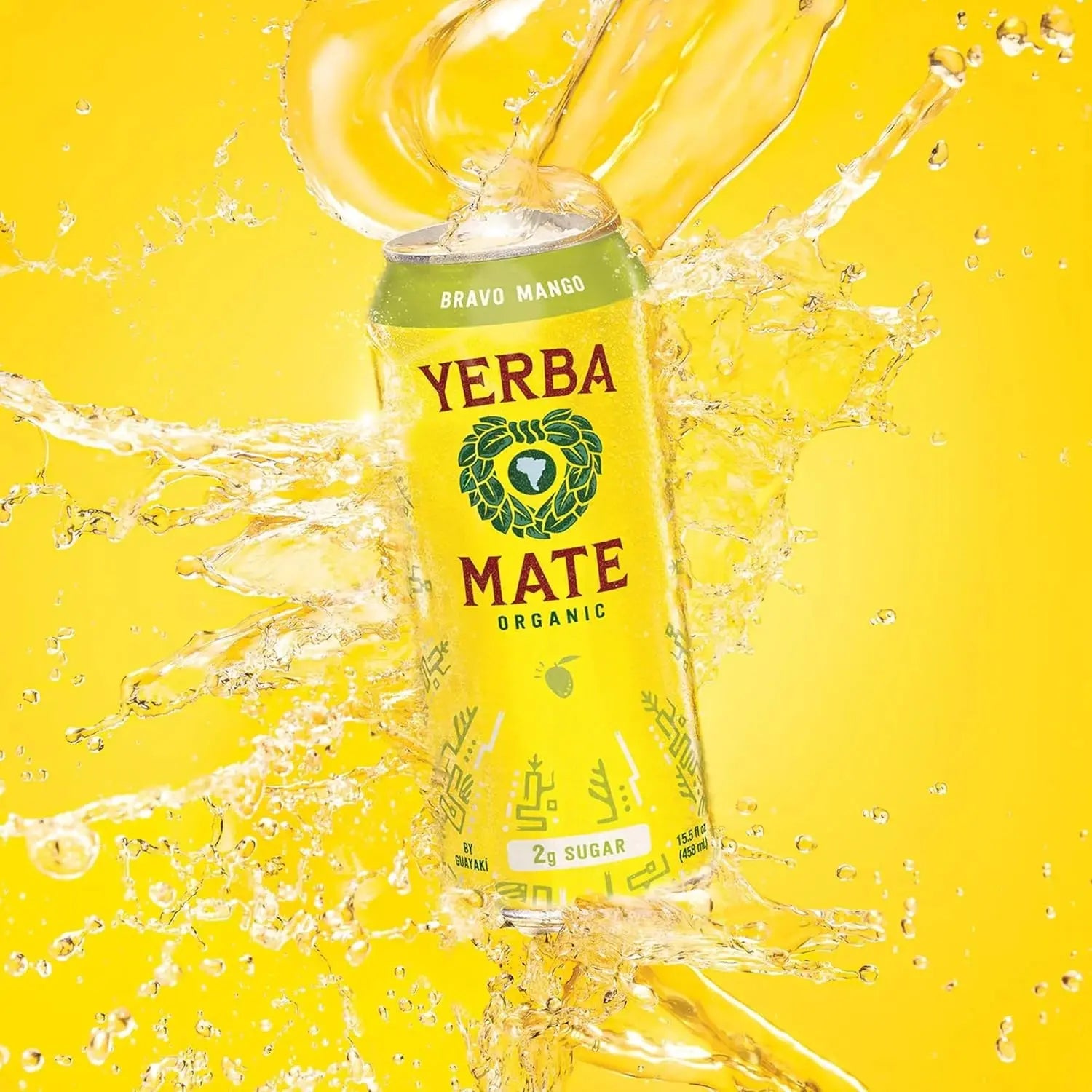 Guayakí Yerba Mate, Organic Energy Drink Alternative, Bravo Mango, Low Sugar, 150Mg Natural Caffeine, Better for You Energy & Focus, No Jitters or Crash, 15.5 Oz (Pack of 12)