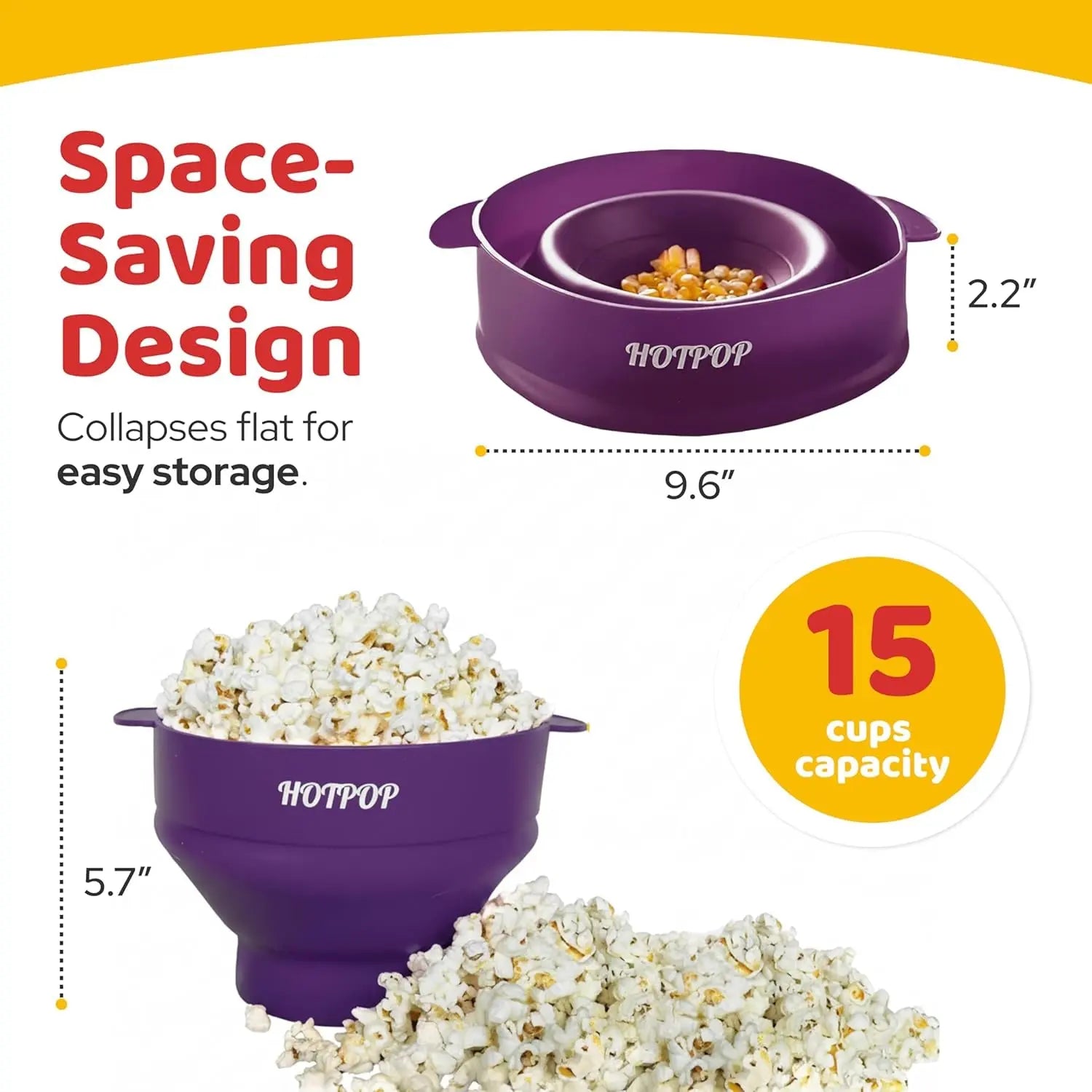 The Original  Microwave Popcorn Popper, Silicone Popcorn Maker, Collapsible Bowl Bpa-Free and Dishwasher Safe- 20 Colors Available (Dark Orchid)